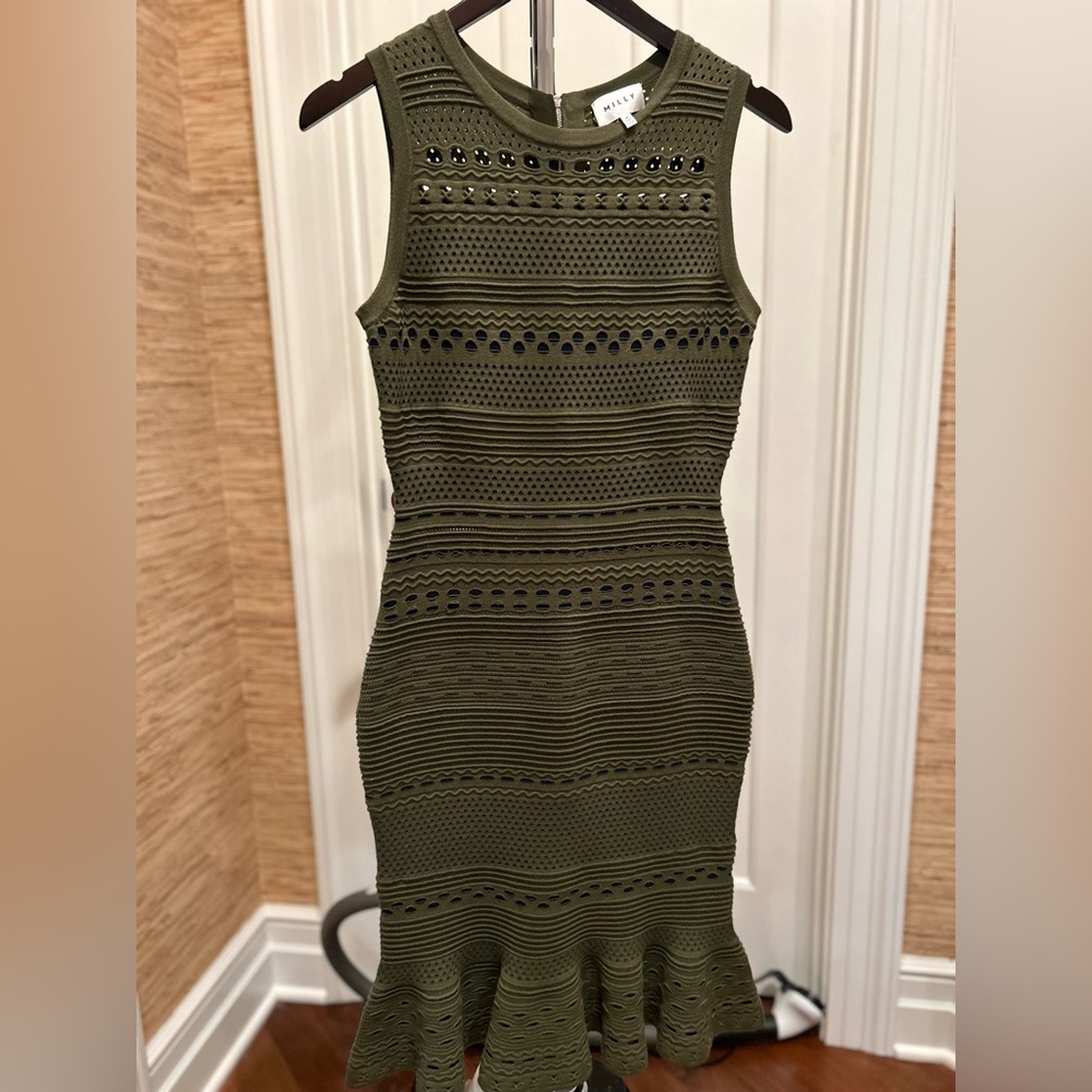 Milly crochet ruffle hem dress